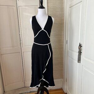 ABS by Allen Schwartz Black Dress w/ Cream Satin Trim